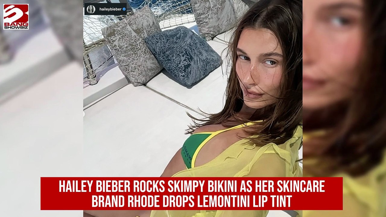 Hailey Bieber poses in skimpy bikini as her skincare brand Rhode drops exciting new product