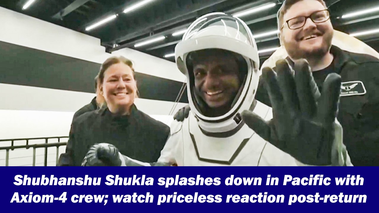 Shubhanshu Shukla splashes down in Pacific with Axiom-4 crew; watch priceless reaction post-return