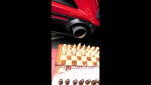 Ferrari F8 Spider Engine start with wooden chess set at the back of exhaust
