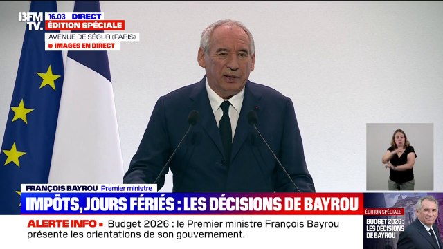 Budget: Il y a plus de 50 ans que notre pays n'a pas présenté un budget en équilibre , regrette François Bayrou