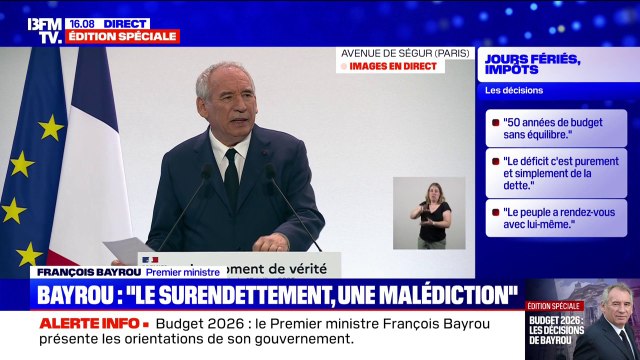 La dette de notre pays représente aujourd'hui plus de 3.300 milliards d'euros , déclare François Bayrou