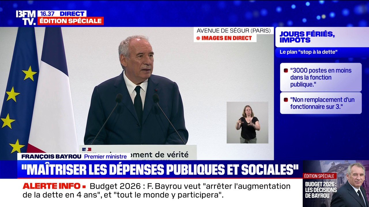 Santé: "Nous devons collectivement réaliser un effort de 5 milliards d'euros" pour limiter les dépenses publiques, affirme François Bayrou
