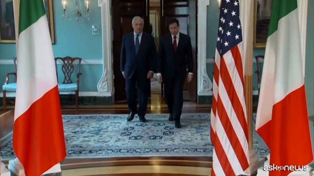 Tajani a Washington, la stretta di mano con Marco Rubio