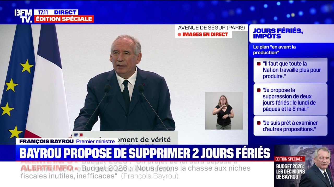 Budget 2026: "Toutes les idées d'amélioration seront les bienvenues", indique le Premier ministre, François Bayrou