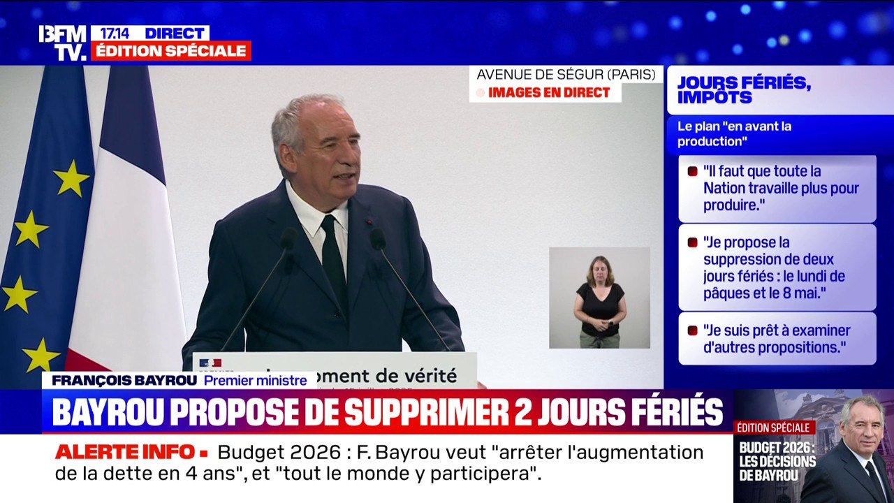 Budget 2026: François Bayrou assure que son plan "comporte des risques" pour un gouvernement "à la merci des oppositions"