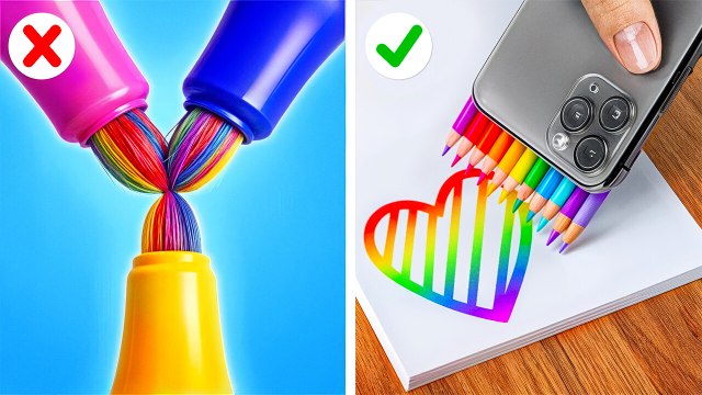 Défi DIY Arc-en-ciel ! Astuces d'ART amusantes & Gadgets cool pour élèves FUTÉS par 123 GO! Like