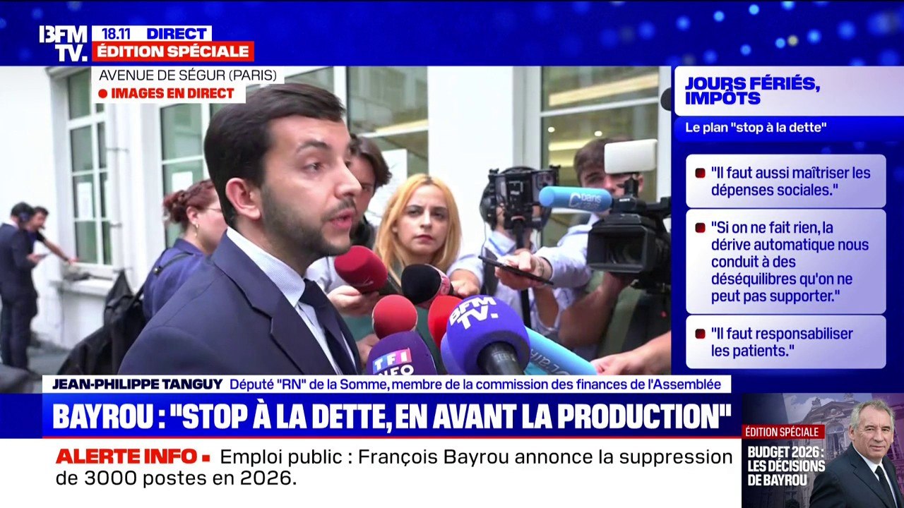 "La Macronie est dans une impasse totale, elle est incapable de se réformer", réagit Jean-Philippe Tanguy aux annonces de François Bayrou