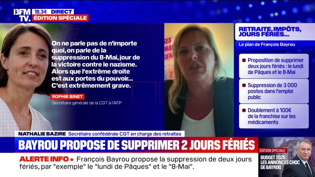 Suppression de jours fériés: On est plutôt face à une année noire pour le monde du travail , réagit la secrétaire confédérale CGT en charge des retraites