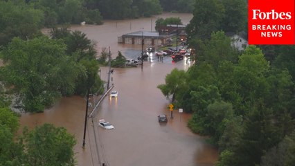 Drone Captures Aftermath Of Severe Flooding In Somerset County, New Jersey