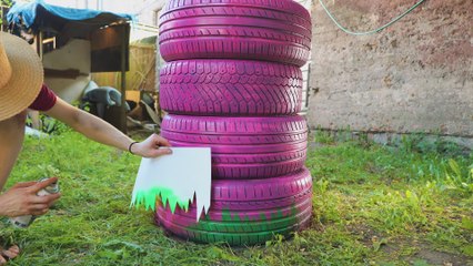 Évier d'extérieur fabriqué à partir de pneus 🚰