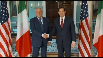 Tajani a Washington, la stretta di mano con Marco Rubio