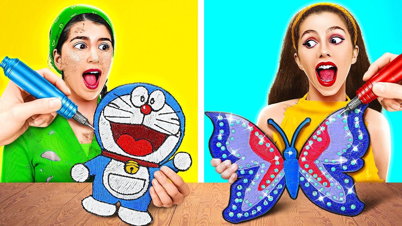 Rich vs Poor 3D Pen Art Crafts Challenge! * Who Draws It Better Takes the Prize* by 123 GO!