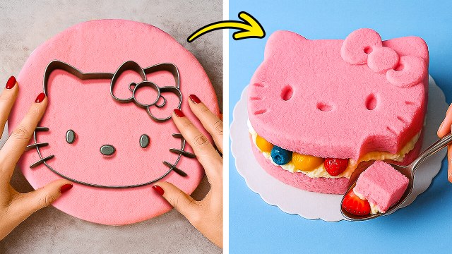 🍰 CUTE HELLO KITTY CAKE DIY! Easy Recipes & Decorating Hacks 🎀💖
