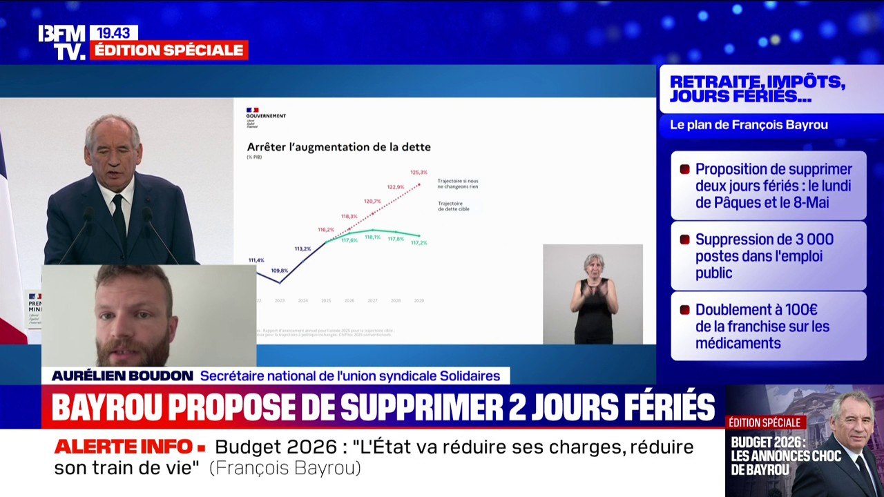 Budget 2026: "On pense qu'il faut engager un rapport de force", estime Aurélien Boudon, secrétaire national de l'union syndicale Solidaires