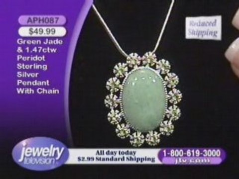APH087 - Green Jade, Peridot Sterling Silver Pendant