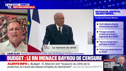 Budget 2026: "Je pense qu'il y aura une censure du Rassemblement national à l'Assemblée", réagit Louis Aliot, maire RN de Perpignan