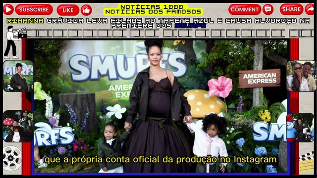 Tapete azul, terninhos e mistério #Rihanna, #RZA, #Riot e #A$APRocky brilham na estreia dos #smurf .Notícias 100 notícias dos Famosos