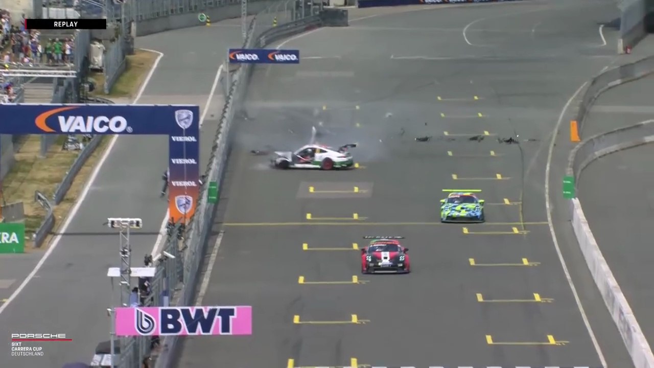 Porsche Carrera Cup Germany 2025 Norisring Race 1 Essmann Huge Crash