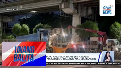 Dump truck, inararo ang mga barrier sa EDSA; driver, umaming nakatulog habang nagmamaneho | Unang Balita