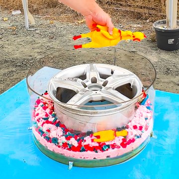 Diy tire made from glue sticks and scrap metal