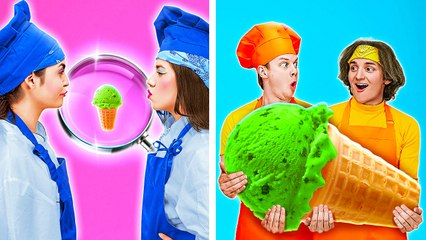 DÉFI NOURRITURE GÉANTE CONTRE MINUSCULE ! Astuces Alimentaires Drôles & Réactions par 123 GO! FOOD