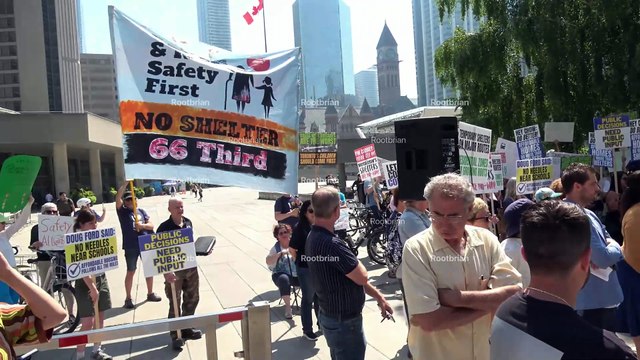 FAKE cerbrained advocacy group faces opposition on the north-west corner of nathan phillips square