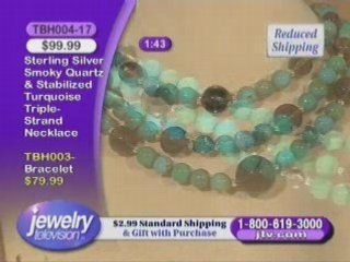 TBH004 - Smoky Quartz And Turquoise Triple-Strand Necklace