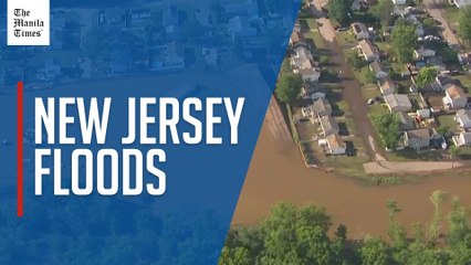 Aerial video shows floods surrounding homes in New Jersey