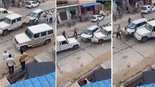 Jhunjhunu News Miscreants Attacked Sarpanch Sandeep Car in middle of the road