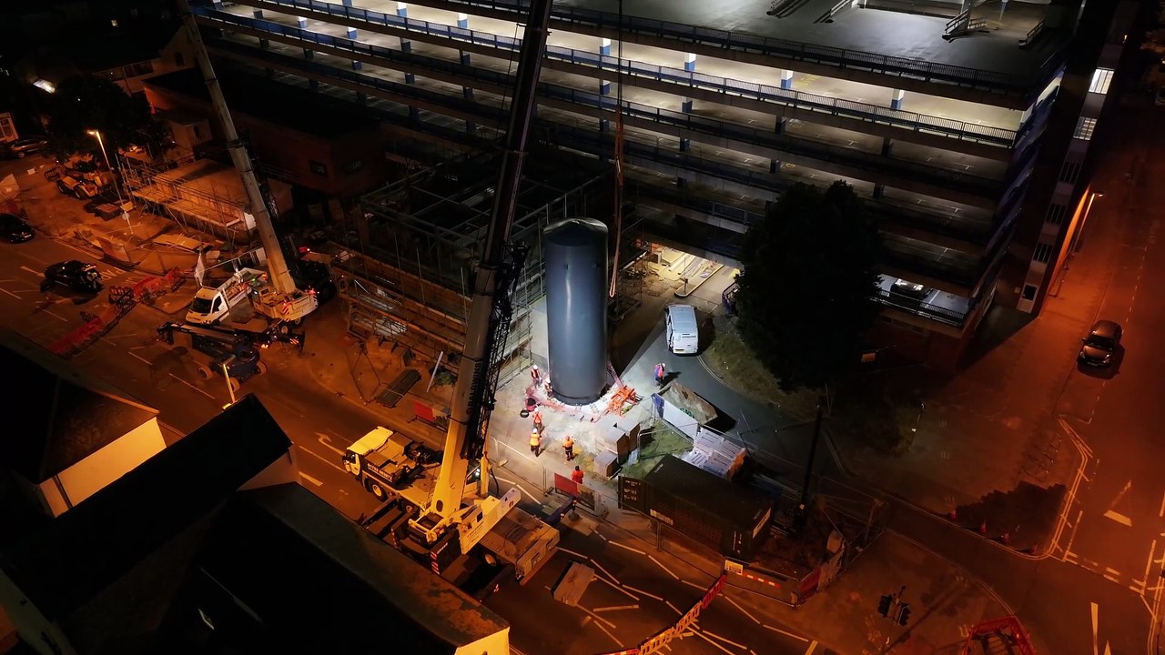 Worthing Heat Network: Thermal store and risers successfully installed for 'low carbon energy hub'