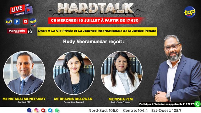 HARDTALK: Rudy Veeramundar reçoit Me Nataraj Muneesamy, Me Bhavna Bhagwan et Me Nisha Pem
