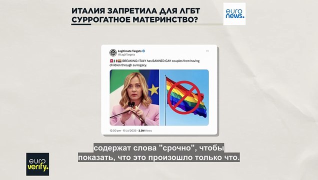 Euroverify: Италия недавно приняла закон о суррогатном материнстве, направленный против ЛГБТ?