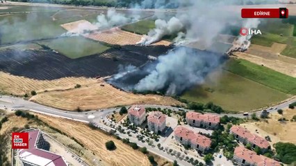 Edirne'de anız yangını: Yerleşim alanlarına metreler kala söndürüldü