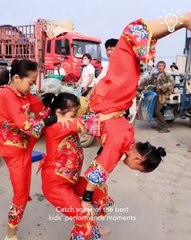 Young girls show off extraordinary acrobatic skills