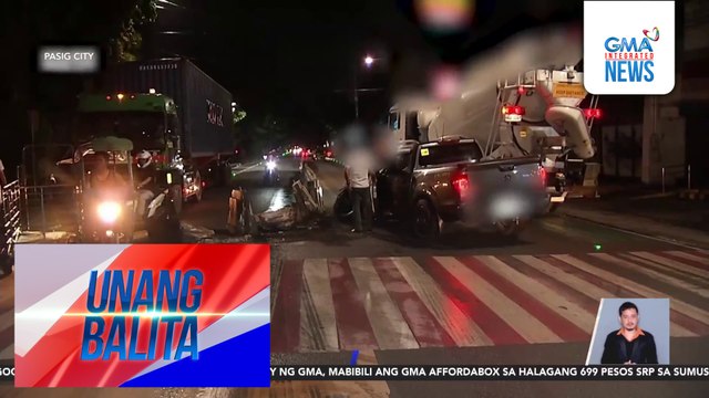 Pickup, bumangga sa mga concrete barrier; driver, naka-uniporme ng DPWH | Unang Balita