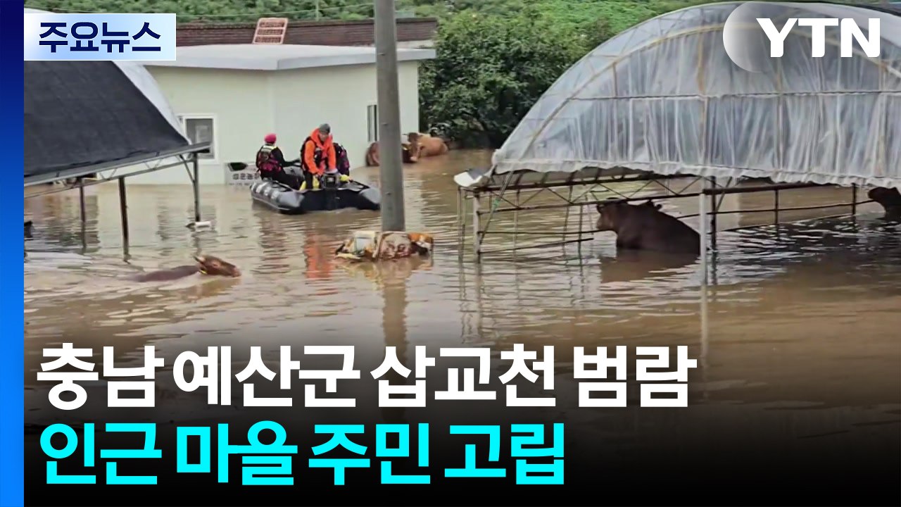 충남 예산군 삽교읍 하천 범람...마을 주민 고립돼 구조 중 / YTN