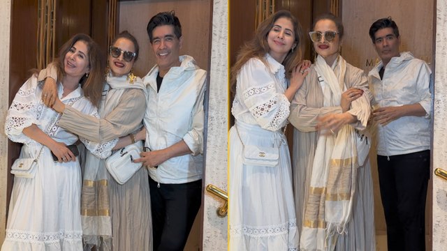 Rekha Ji, Urmila Matondkar & Manish Malhotra Pose For The Paps In Their Cutest Andaz!