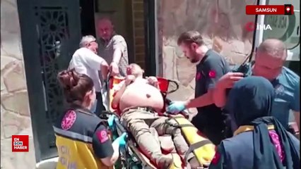 Samsun'da camide sızan adam ambulansla hastaneye kaldırıldı