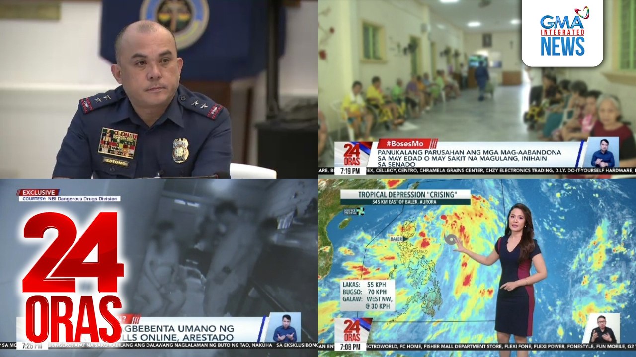 24 Oras: (Part 2) Storm signal warning, itinaas sa ilang bahagi ng Luzon; update sa Bagyong Crising; ex-NCRPO Chief, tinawag na kasinungalingan ang mga paratang ni Patidongan; panukalang nagtatakda ng parusa sa pag-abandona sa magulang na may..., atbp.
