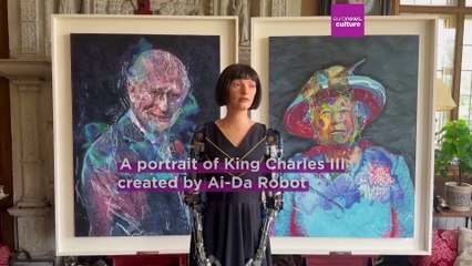 Robot artist Ai-Da unveils portrait of King Charles III at the United Nations
