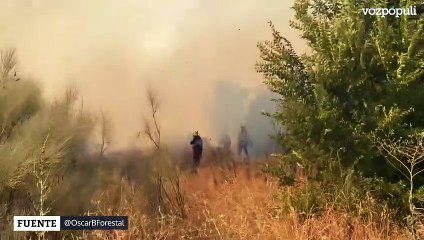Un incendio en Méntrida (Toledo) obliga a confinar una urbanización y el humo llega hasta Madrid