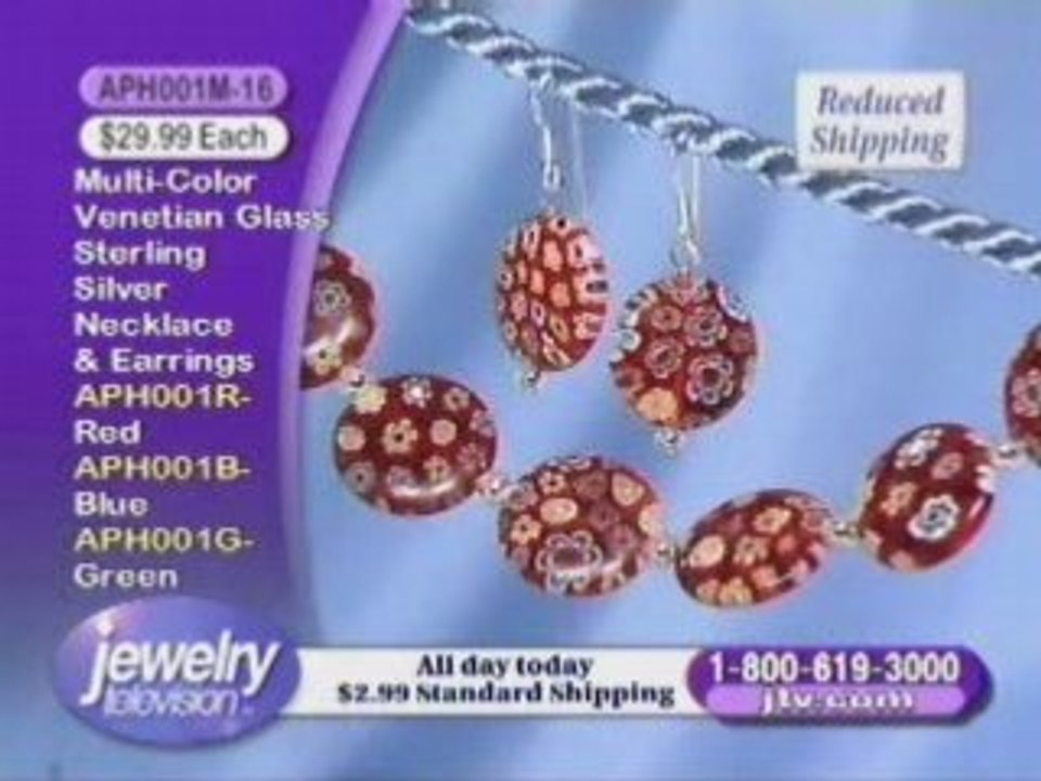 APH001M - Venetian Glass Flower Design Necklace, Earrings