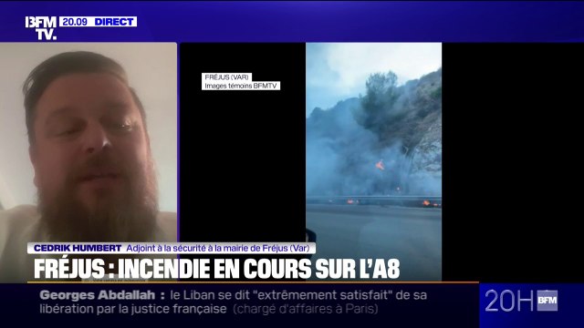 Incendie en cours sur l'A8 à Fréjus: plus de 160 pompiers sont mobilisés pour tenter de maîtriser les flammes