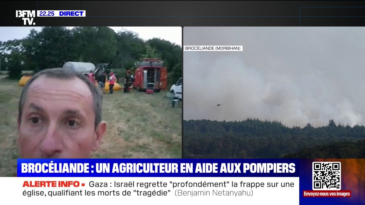 Brocéliande: un agriculteur vient prêter main-forte aux pompiers pour lutter contre l'incendie