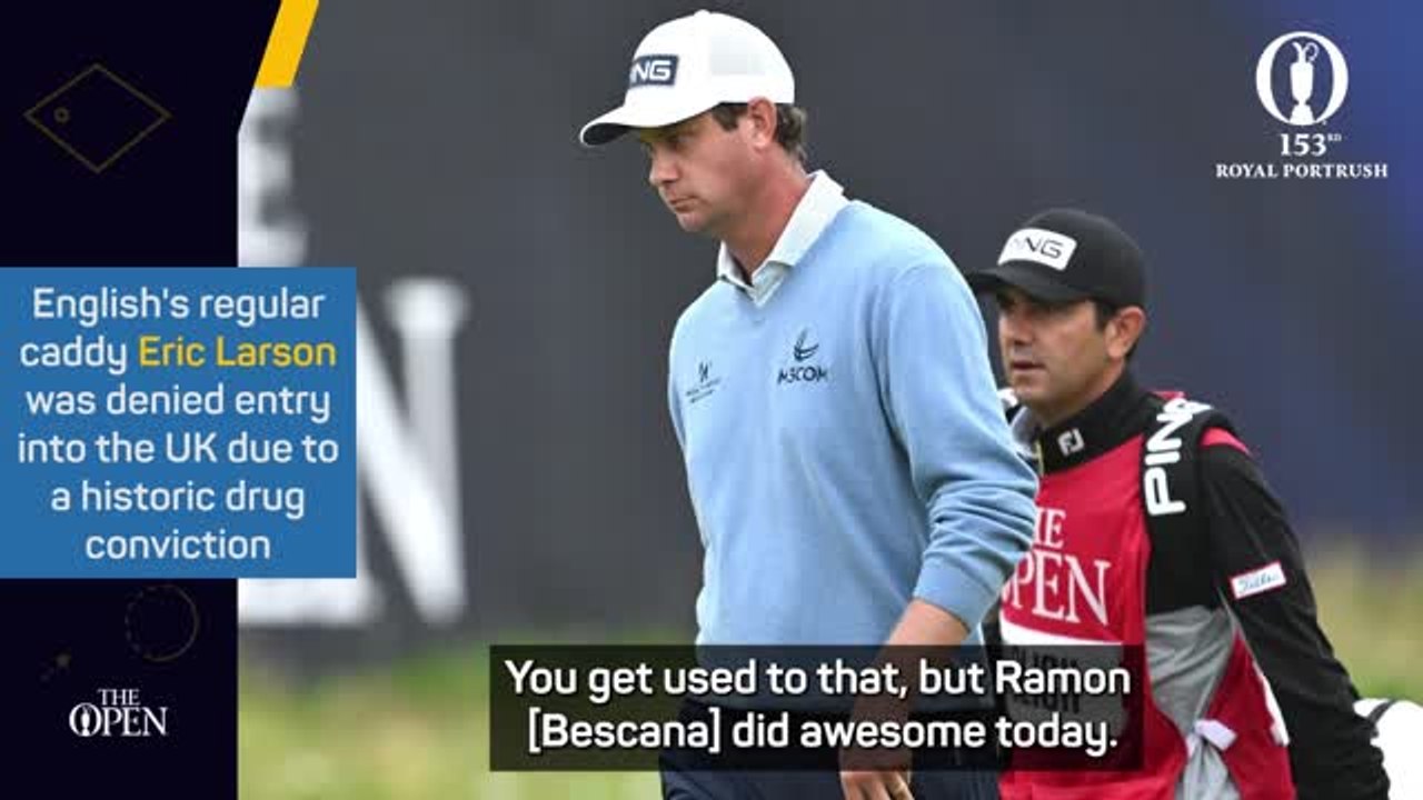 English tied for lead at Open despite caddy being banned from UK