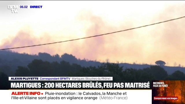 Incendie à Martigues: le feu n'est toujours pas fixé et a déjà ravagé 200 hectares
