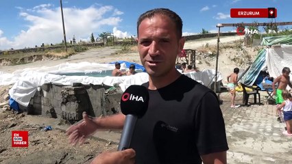 Erzurum'da öğretmen çocuklara köyde devasa havuz yaptı