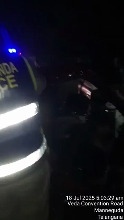 #Hyderabad---  Tragic Accident at #Adibatla ORR  A #car rammed into a stationary lorry near #PeddaAmberpet Outer Ring Road, killing three on the spot and leaving one critically injured.  All four victims were staff at #Moinabad Green Valley Resort.  The d