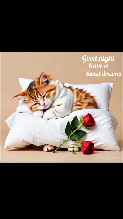 Cute cat  say i love you and good night 😴