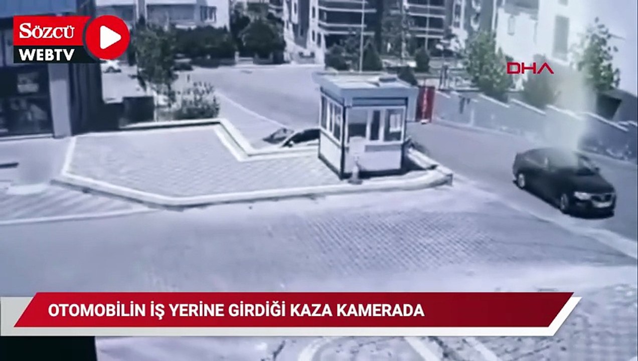 Otomobilin iş yerine girdiği kaza kamerada
